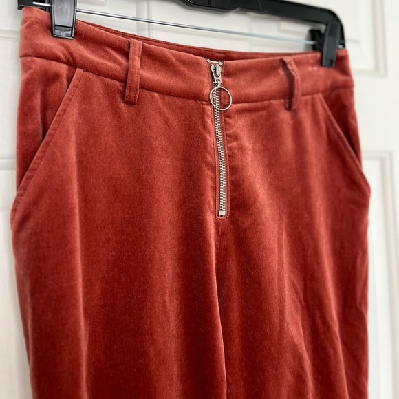 Frame Denim High Waist Velvet O-Ring Zip Flare Pant 0 Spice - Picture 7 of 16